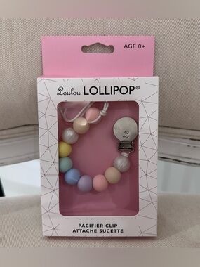 LouLou Lollipop Lolli Pacifier Clip - Rose Grey NWT